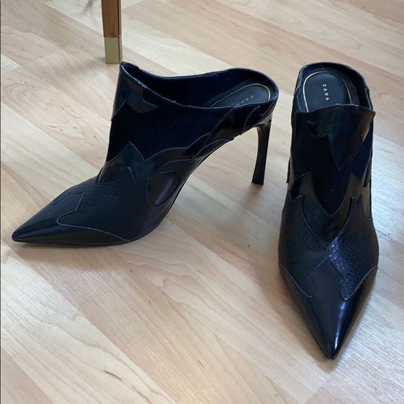 Black Zara mule heels - SIZE 40 aka 9 - Picture 2 of 5